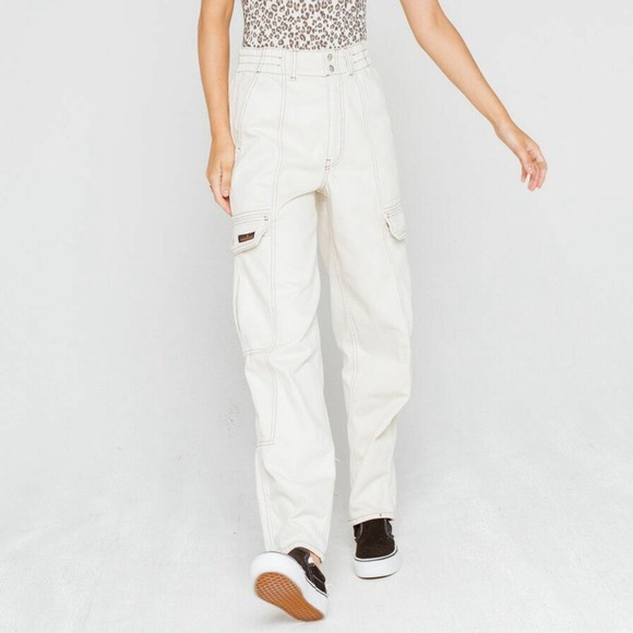 Urban Outfitters BDG Relaxed Skate Cargo Jean 27 Off‎ White Ivory Baggy Utility - Picture 8 of 12